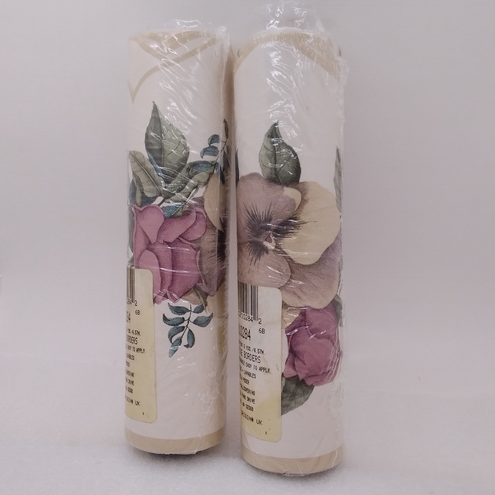 Lot of 2 BREWSTER Wallcovering Floral Laser Cut BORDER Pre-pasted, 6.75" x 5yds